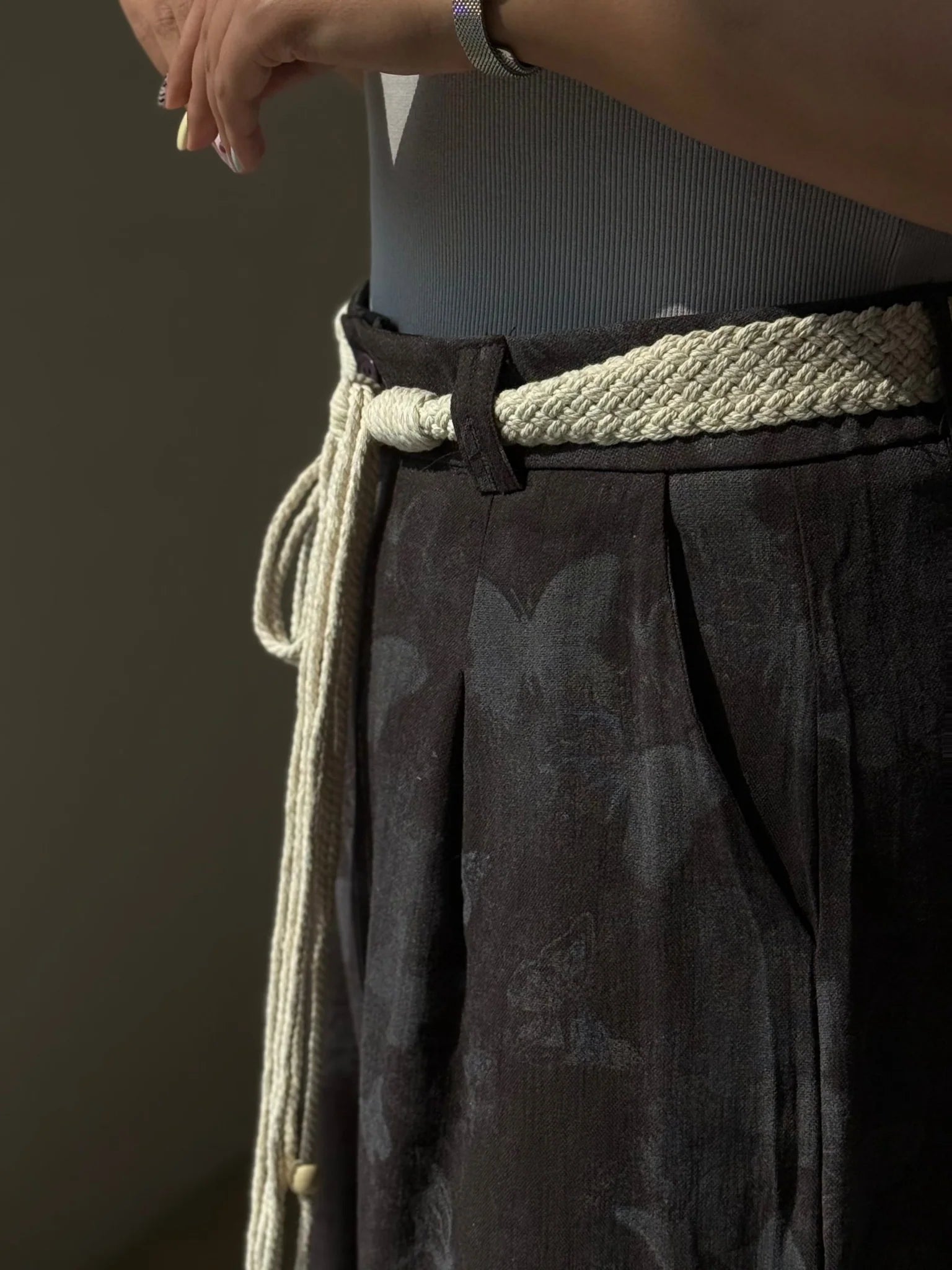 Women's Butterfly Print Wide Leg Palazzo Pants High Waist Casual Linen Blend Trousers