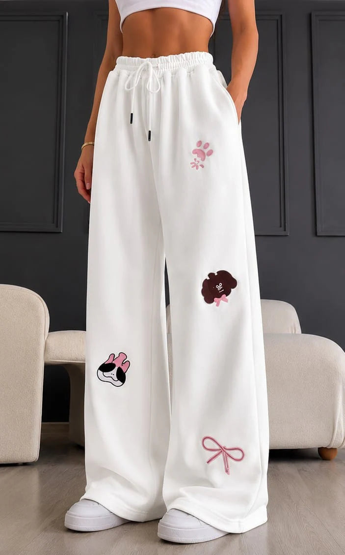 Women's Premium Wide Leg Graphic Lounge Pants Soft High Waist Everyday Bottoms