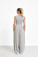 Women's Black Sleeveless Harem Jumpsuit Loose Fit Boho One-Piece with Pockets