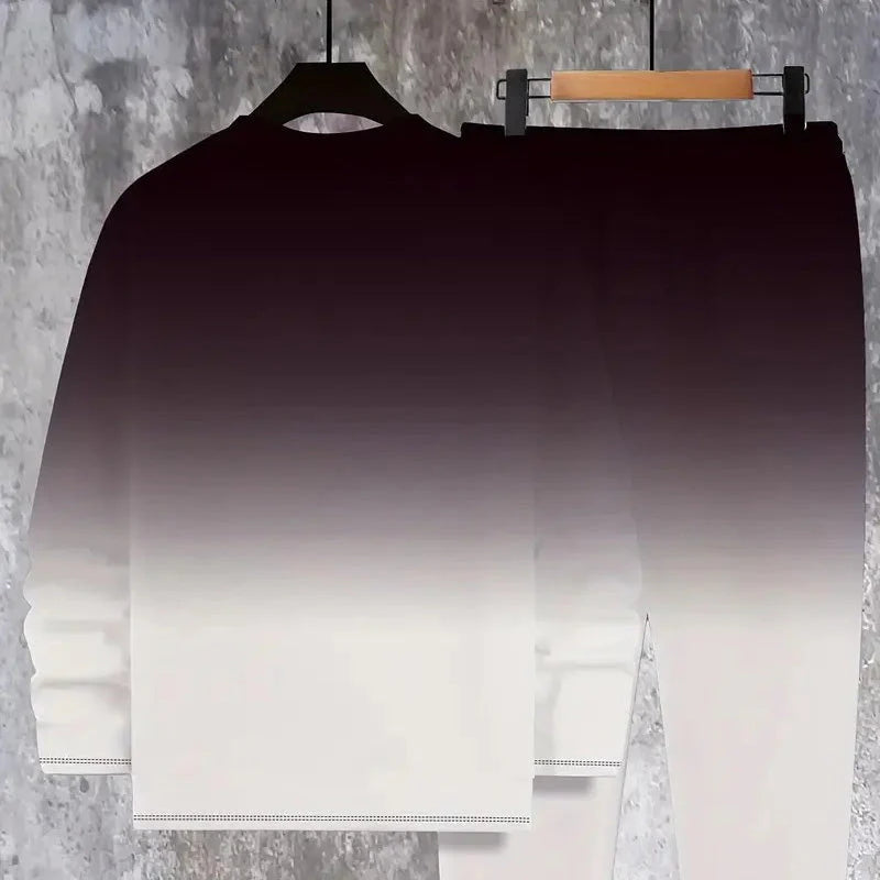 🔥Men's tracksuit with round neck and gradient colors