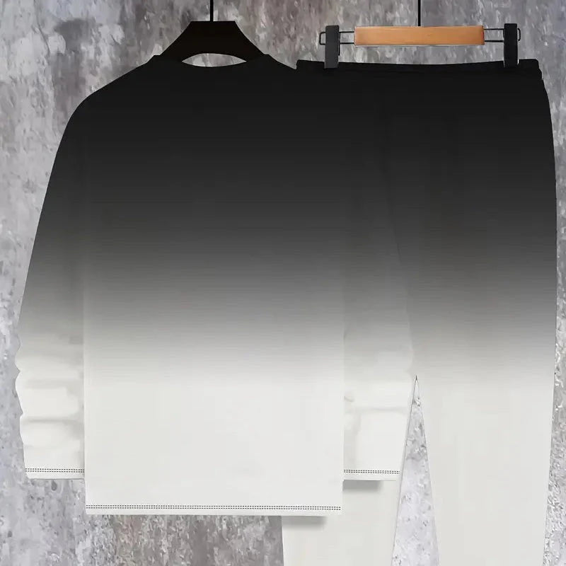 🔥Men's tracksuit with round neck and gradient colors