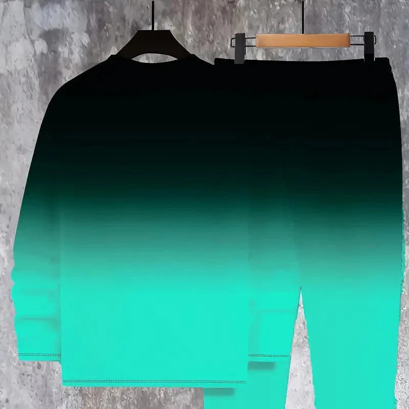 🔥Men's tracksuit with round neck and gradient colors