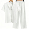 ☁️ Ribbed Comfort Set ✨Men's Ribbed Texture Shirt & Pants Set